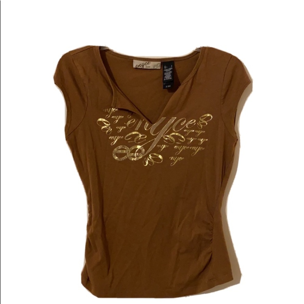 Y2K ENYCE BROWN TOP baby tee T-SHIR.  Large